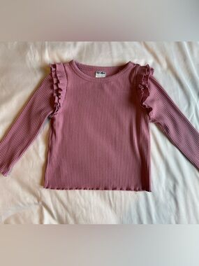 Play by Little Sleepies Long-Sleeve Ruffle Rib Top - Dusty Rose 12-18 months